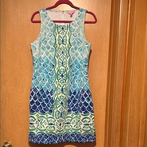 Lilly Pulitzer Blue Green Printed Sleeveless Mini Dress